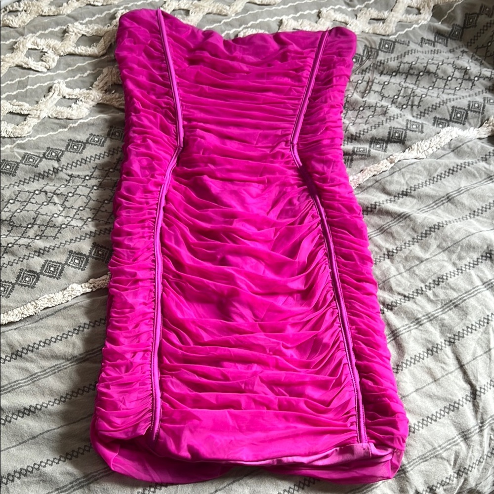 Fashion Nova Hot Pink Strapless Dress